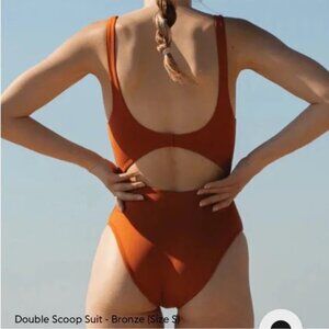 Left on Friday Double Scoop Suit Large *Tall Women's Swimsuit One Piece Cutout